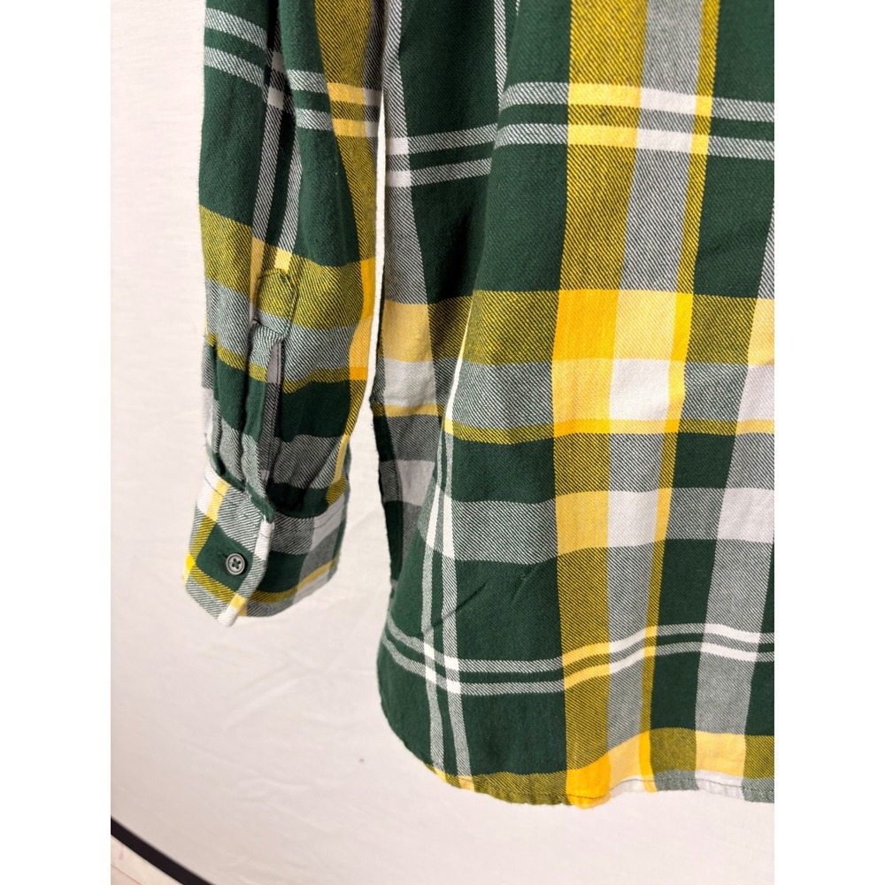 UG Apparel Baylor University Bears Plaid Flannel Shirt Green Yellow Womens Large - Picture 8 of 12